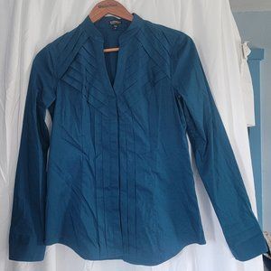 Express Dark Teal Blue Long Sleeve Dress Shirt, Size S